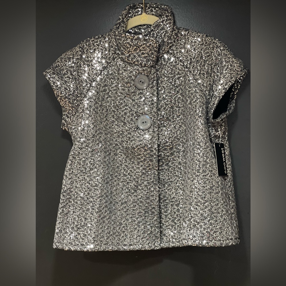 NWT 600 West Women’s Silver Sequin High Neck Jacket Size S